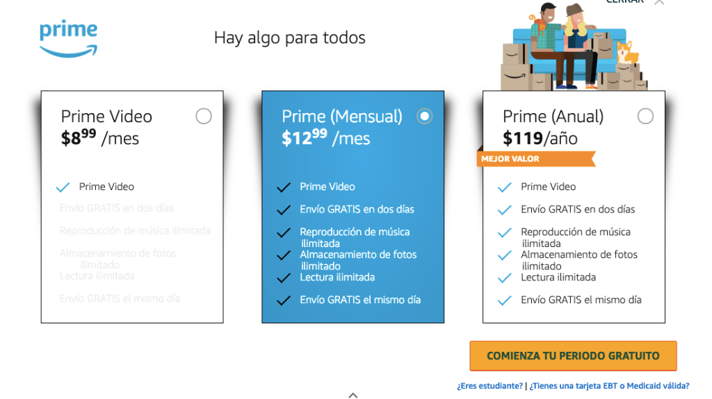 amazon prime tarifas